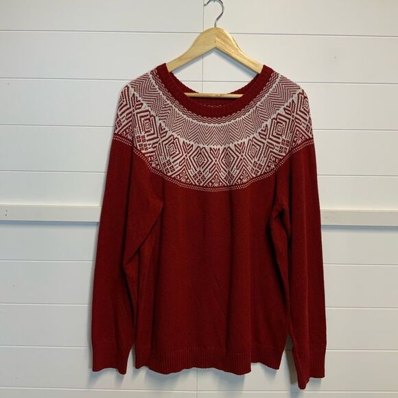 Croft & Barrow Red & White Patterned Crewneck Sweater Size XXLarge - Picture 4 of 11